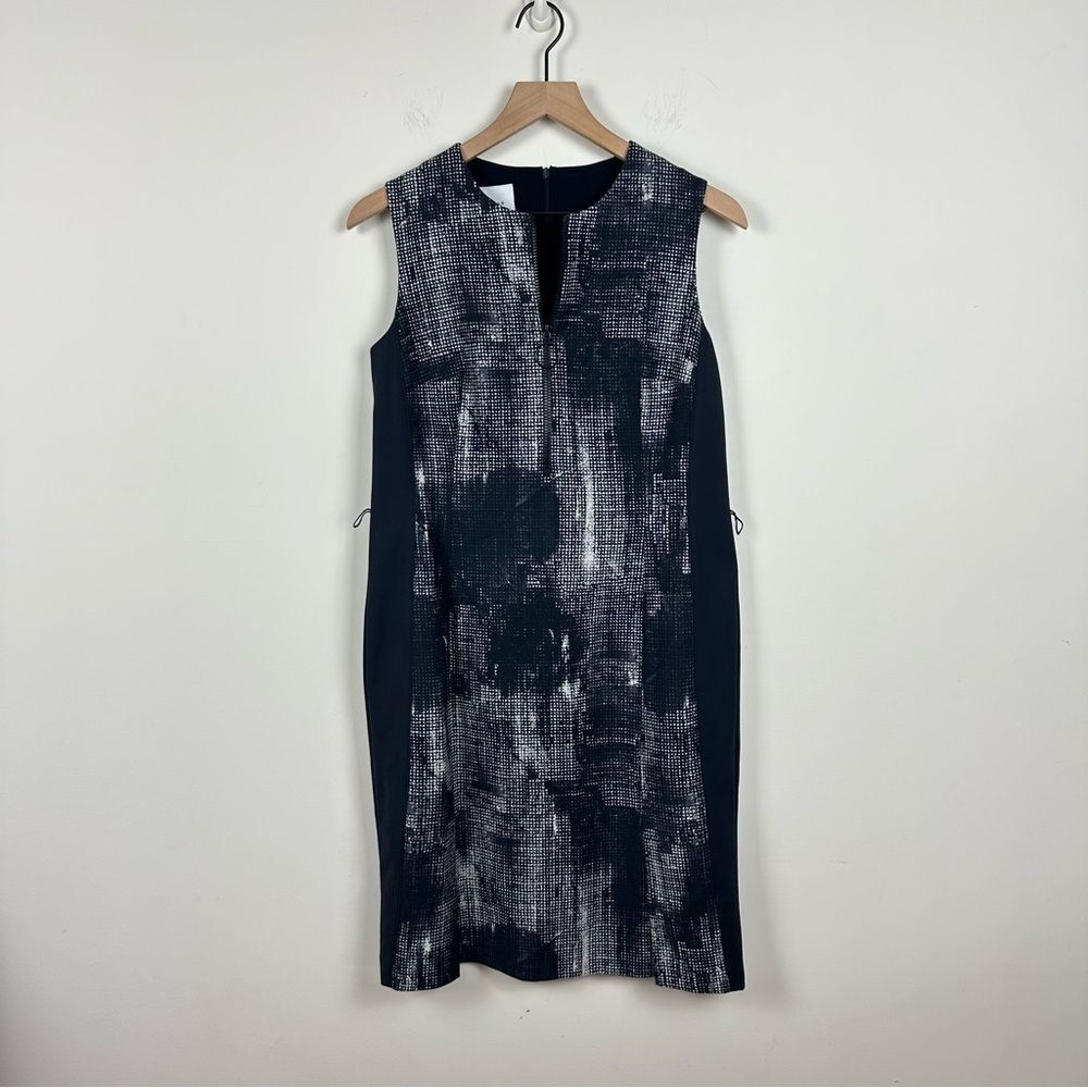 Akris Punto Black Grey & White Cotton Blend Sheath Dress, 8